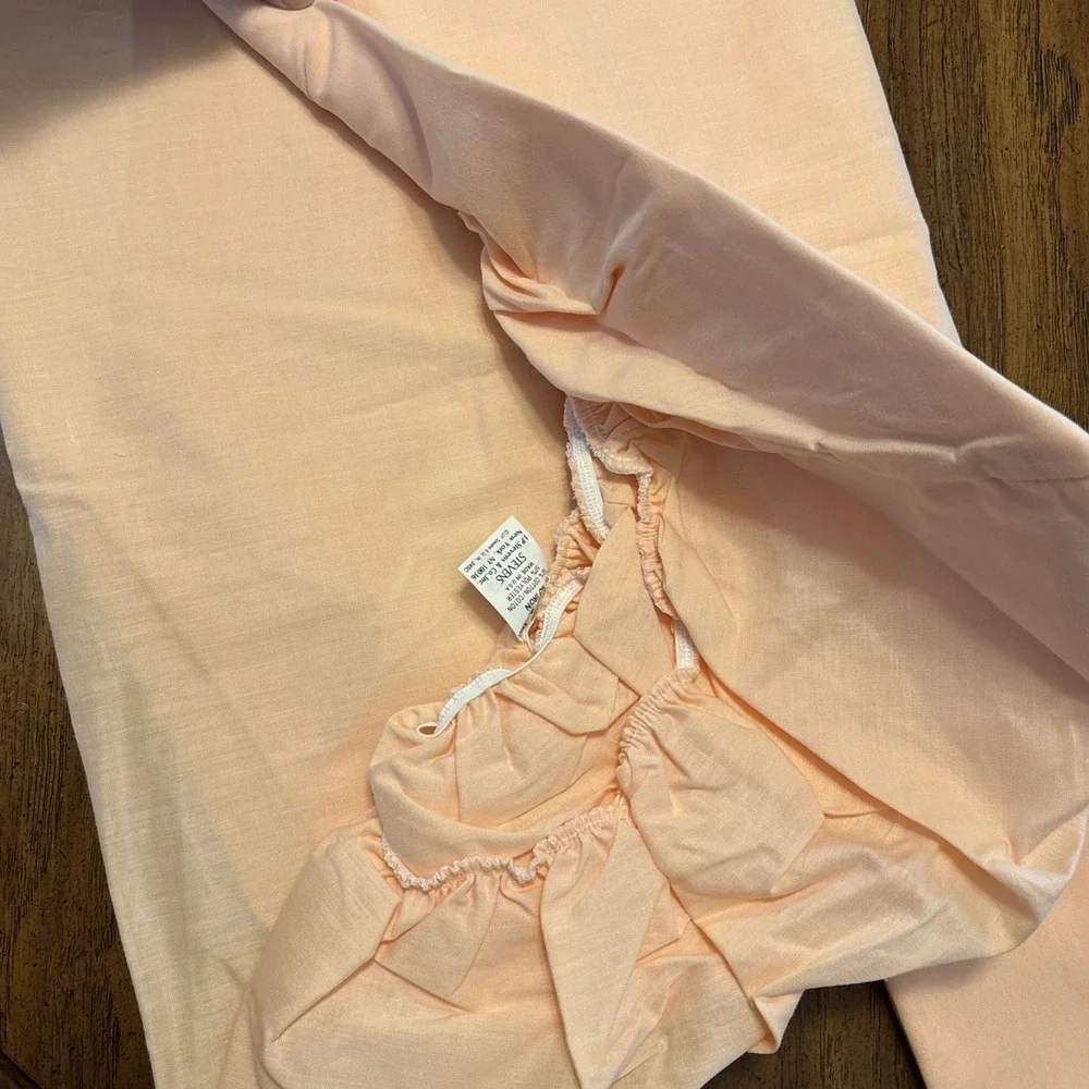 Vtg J.P. Stevens Utica Percale‎ Twin Fitted Sheet & Pillow Case Peach New